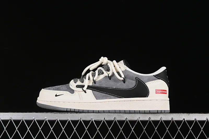 All categories Air Jordan Jordan series basketball shoes Air Jordan 1 Low High-end customized low-top sneakers Travis Scott x Fragment Design x Air Jordan 1 Low OG SP AJ1 Joe 1 Supreme joint-beige black drawstring low-top cultural casual sneakers SJ0086-132